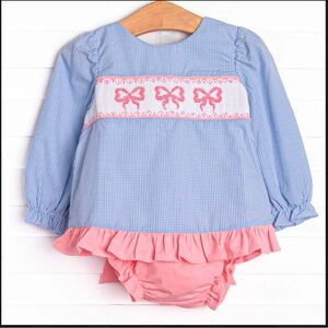 Stitchy Fish Blue and Pink Bow Diaper Set